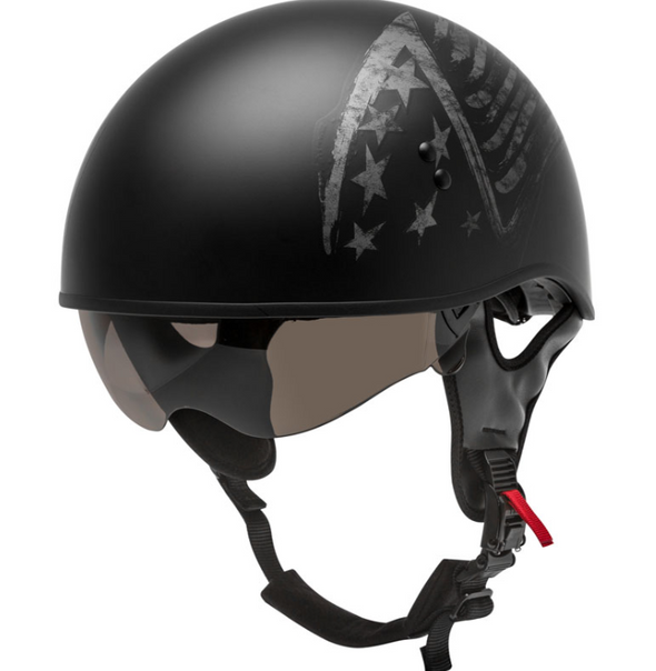 GMAX HH-65 HALF HELMET BRAVERY MATTE BLACK/GREY