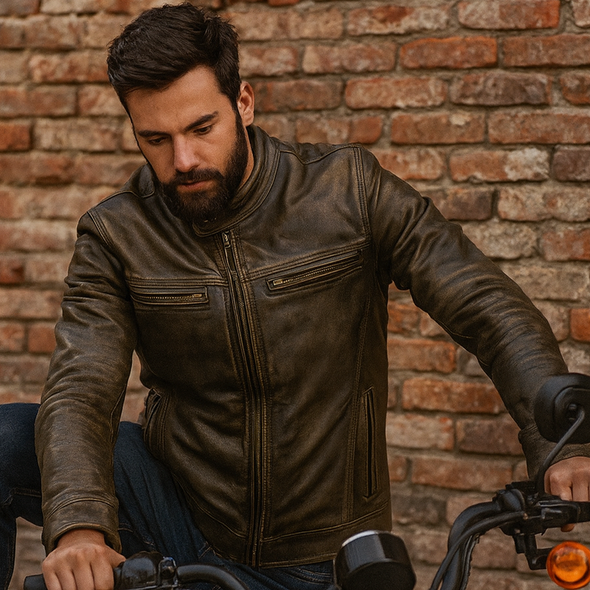 MENS DISTRESSED LEATHER JACKET