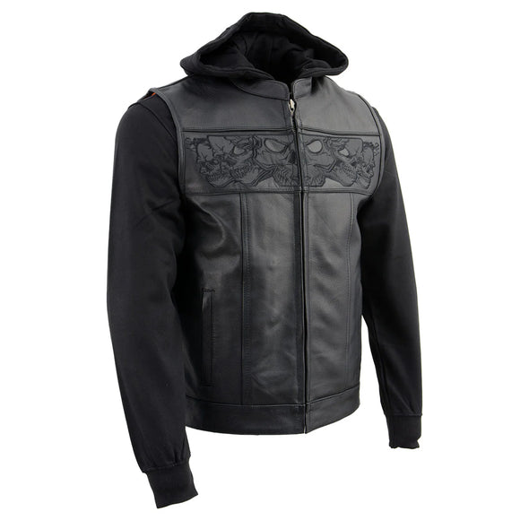 MENS LEATHER HOODIE VEST