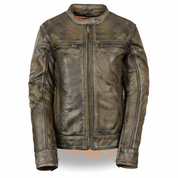 WOMENS DISTRESSED LEATHER JACKET - South Main Iron